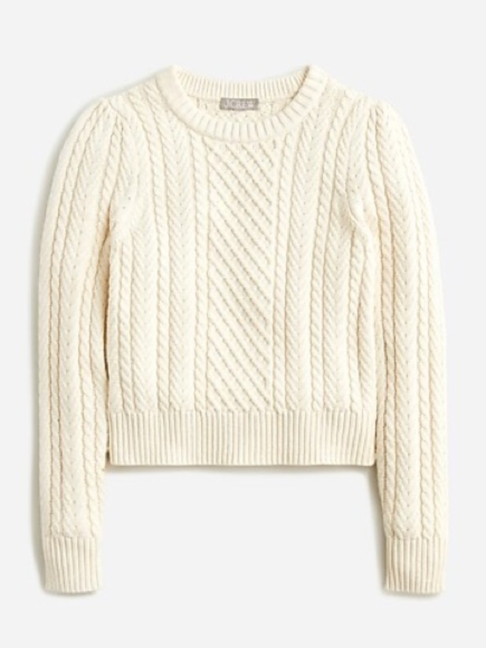 J. Crew Cream Cable-Knit Crewneck Sweater